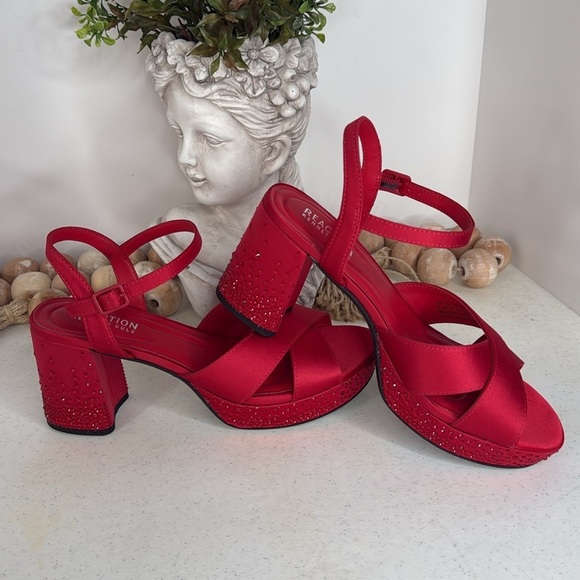 Kenneth Cole Reaction Women's Reeva Silk Platform Sandals Sz 8 - Picture 9 of 11